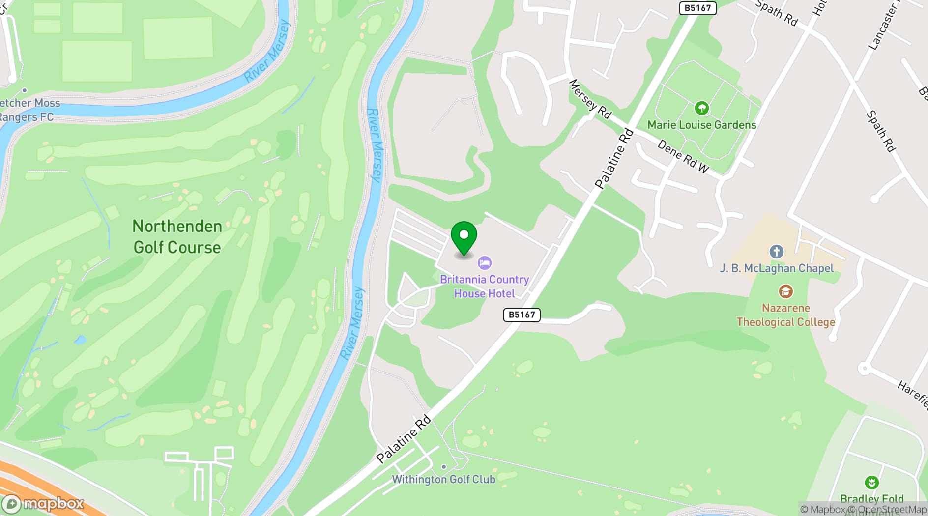 Map showing Britannia Country House Hotel