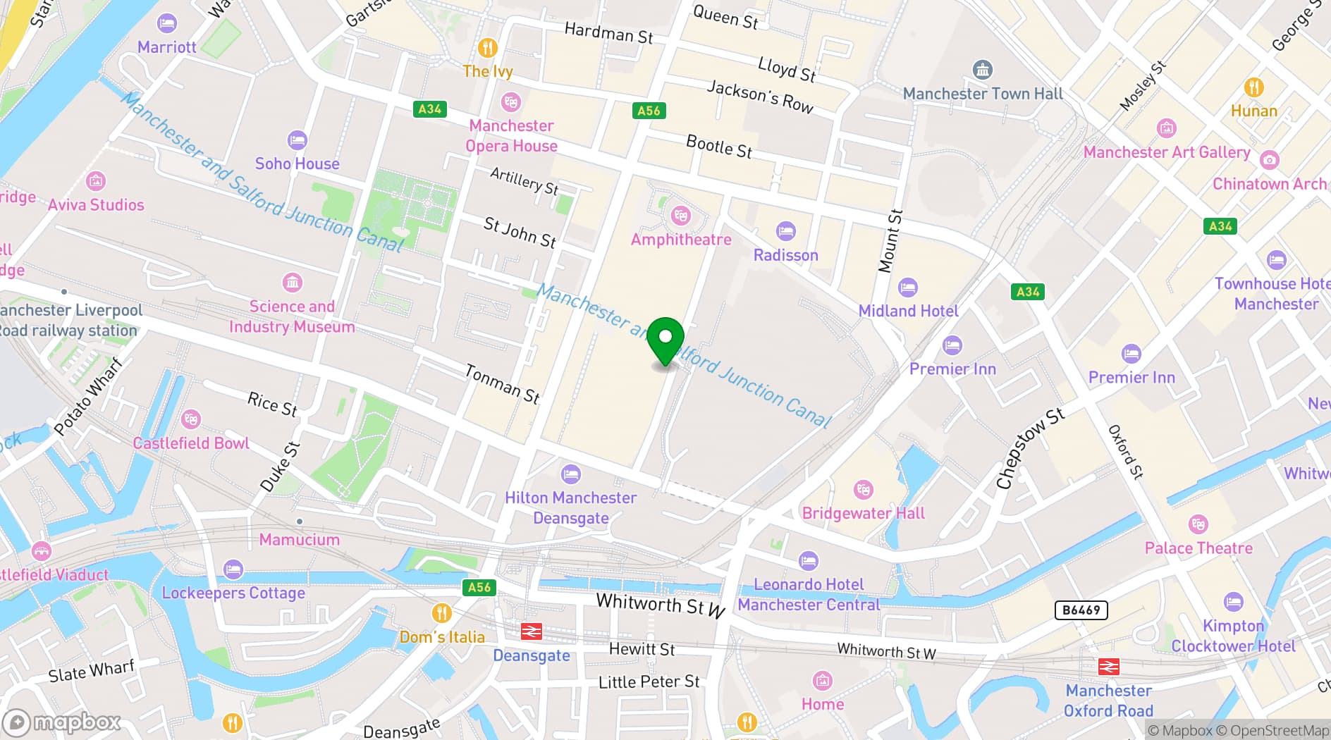 Map showing The Bar at The Spirit of Manchester Distillery