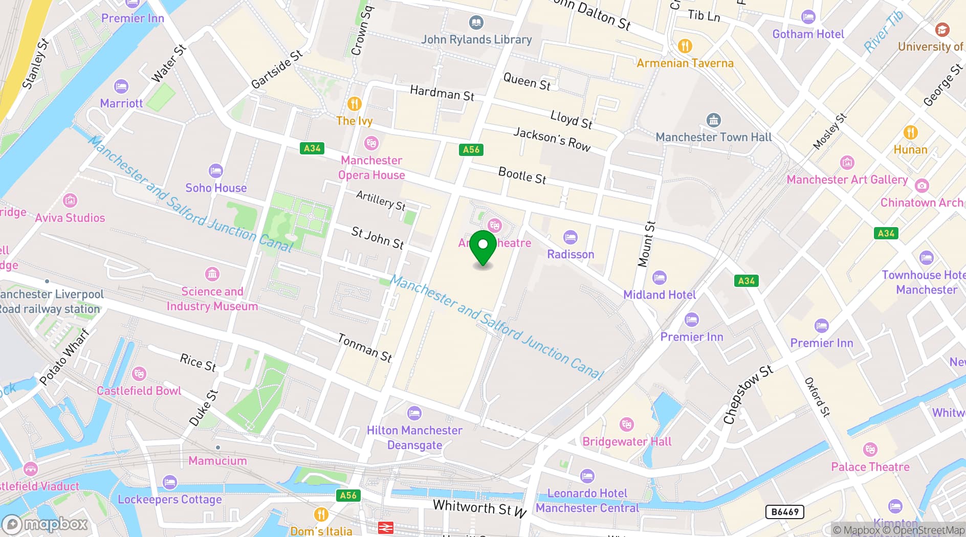 Map showing ODEON Manchester Great Northern