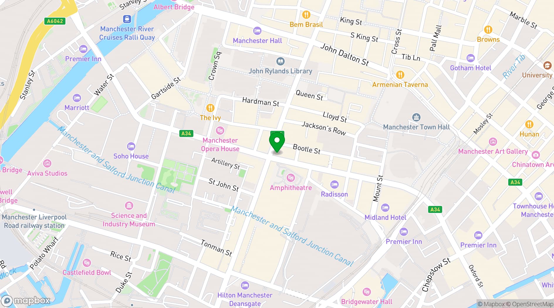 Map showing Dirty Martini Manchester