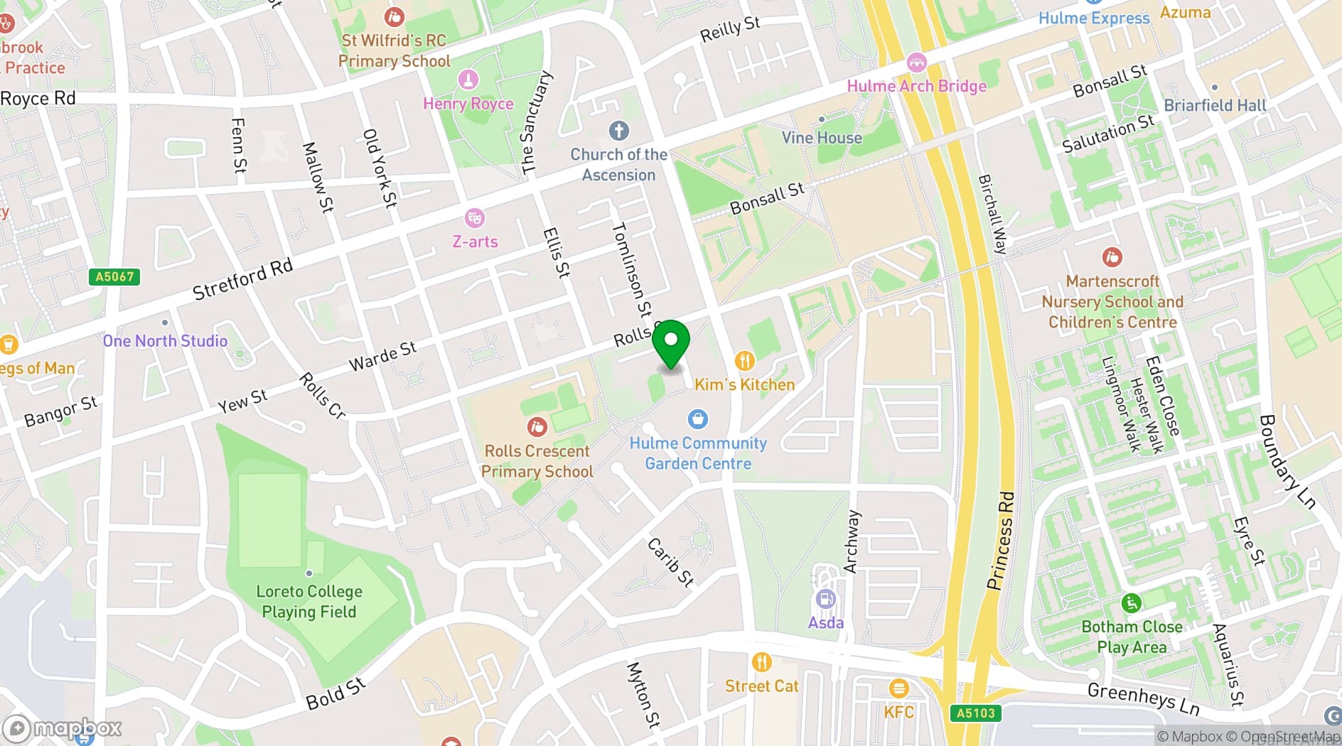 Map showing MAV UK - Community Hulme Center