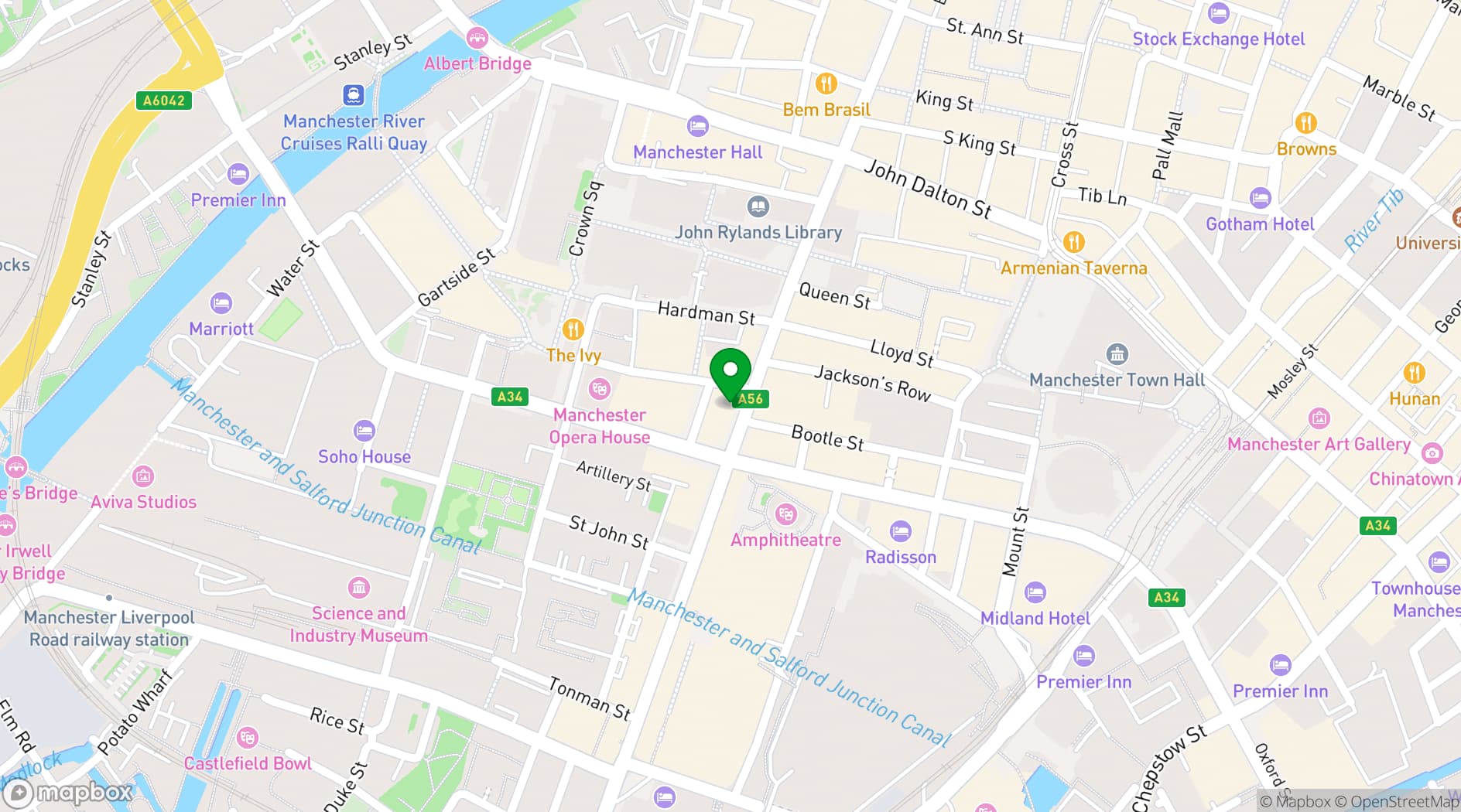 Map showing Manahatta Deansgate