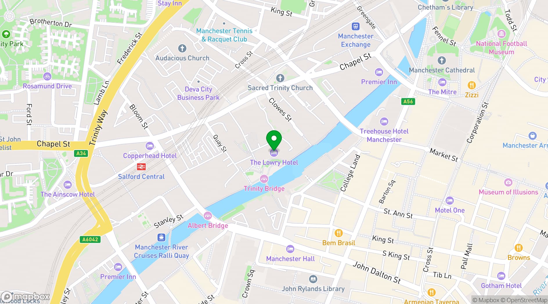 Map showing The Lowry Hotel