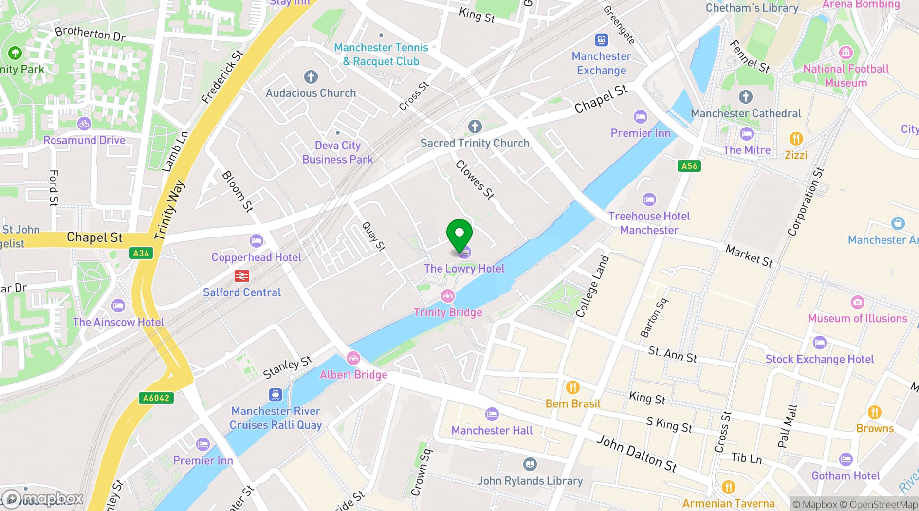 Map showing The Lowry Hotel