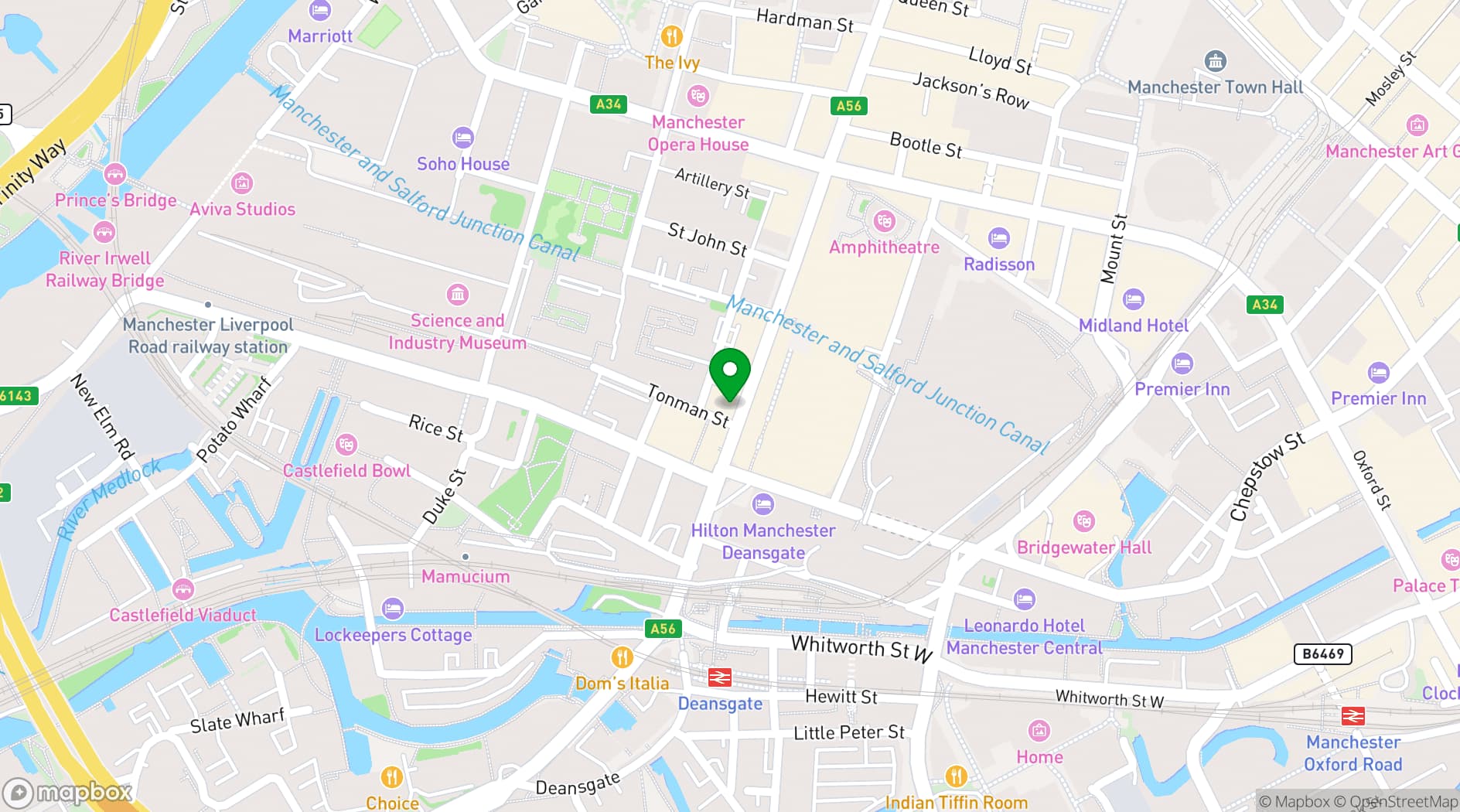 Map showing Eagle Deansgate Manchester