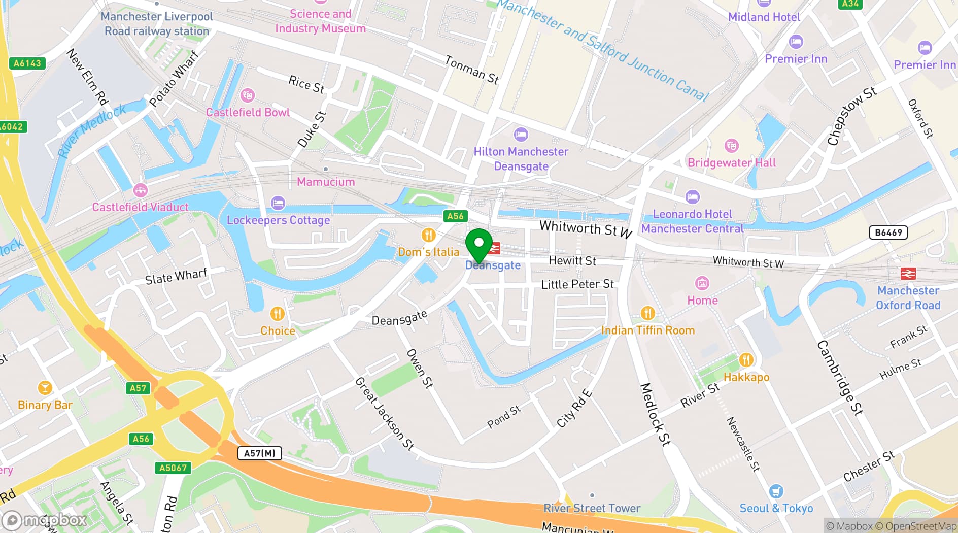 Map showing Castlefield Gallery