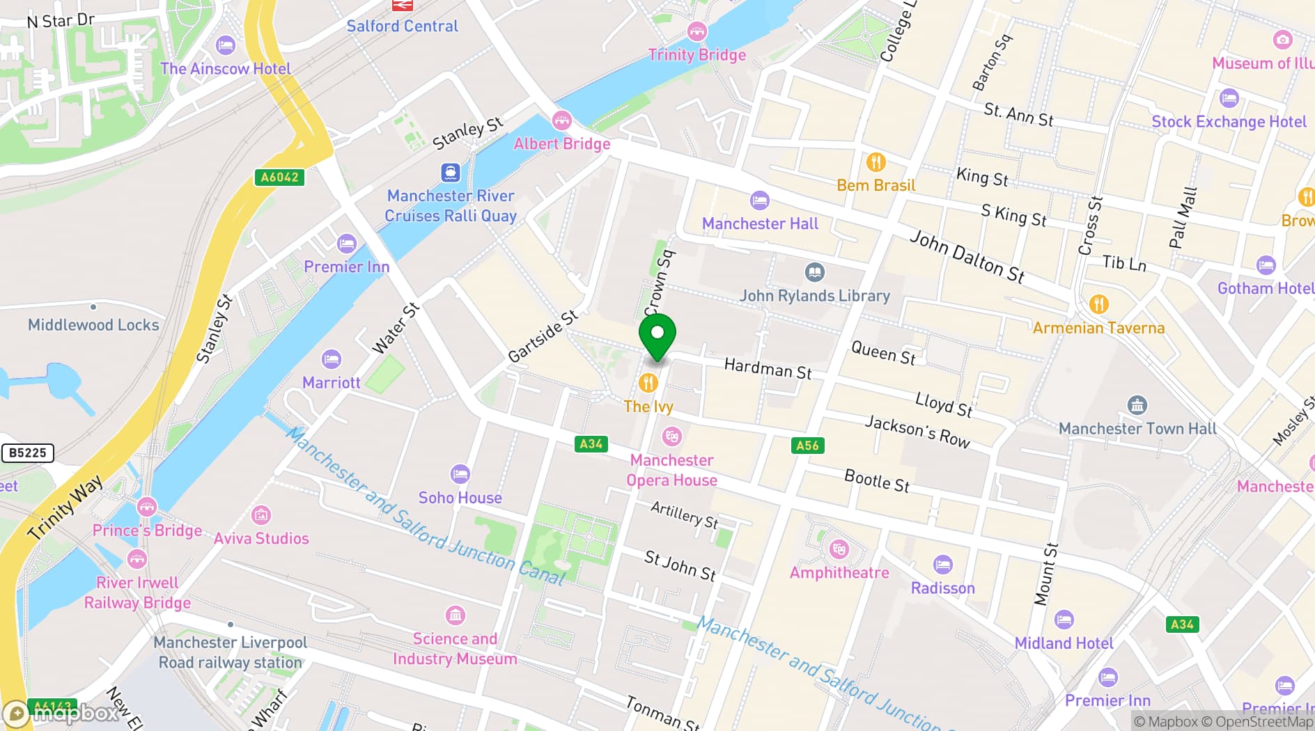 Map showing The Ivy Spinningfields