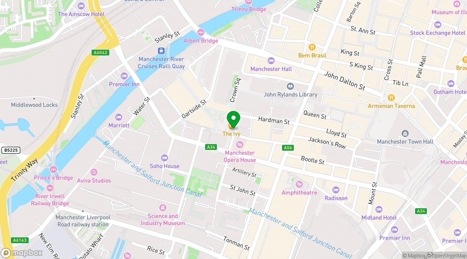 Map showing The Ivy Spinningfields
