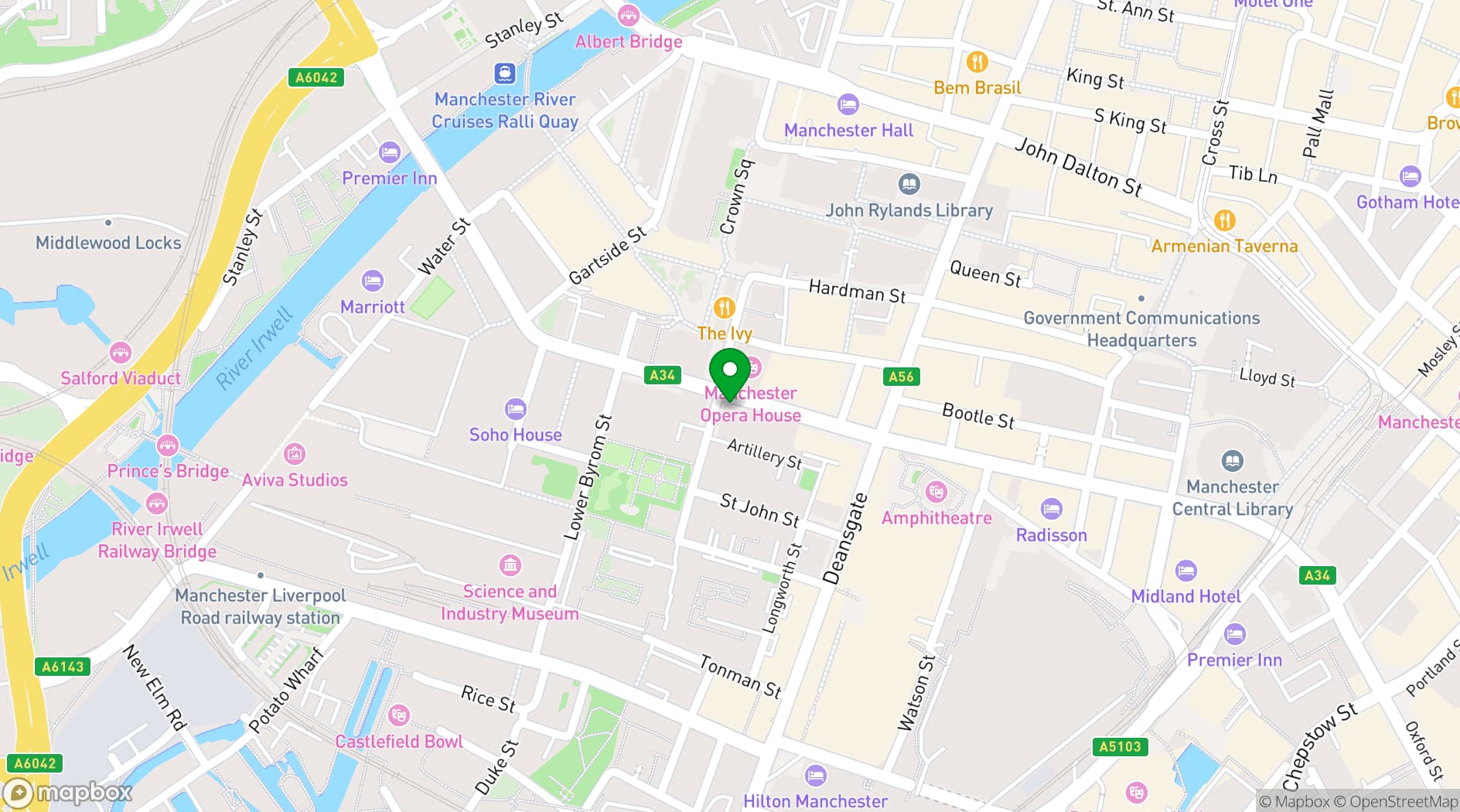 Map showing Lina Stores Manchester