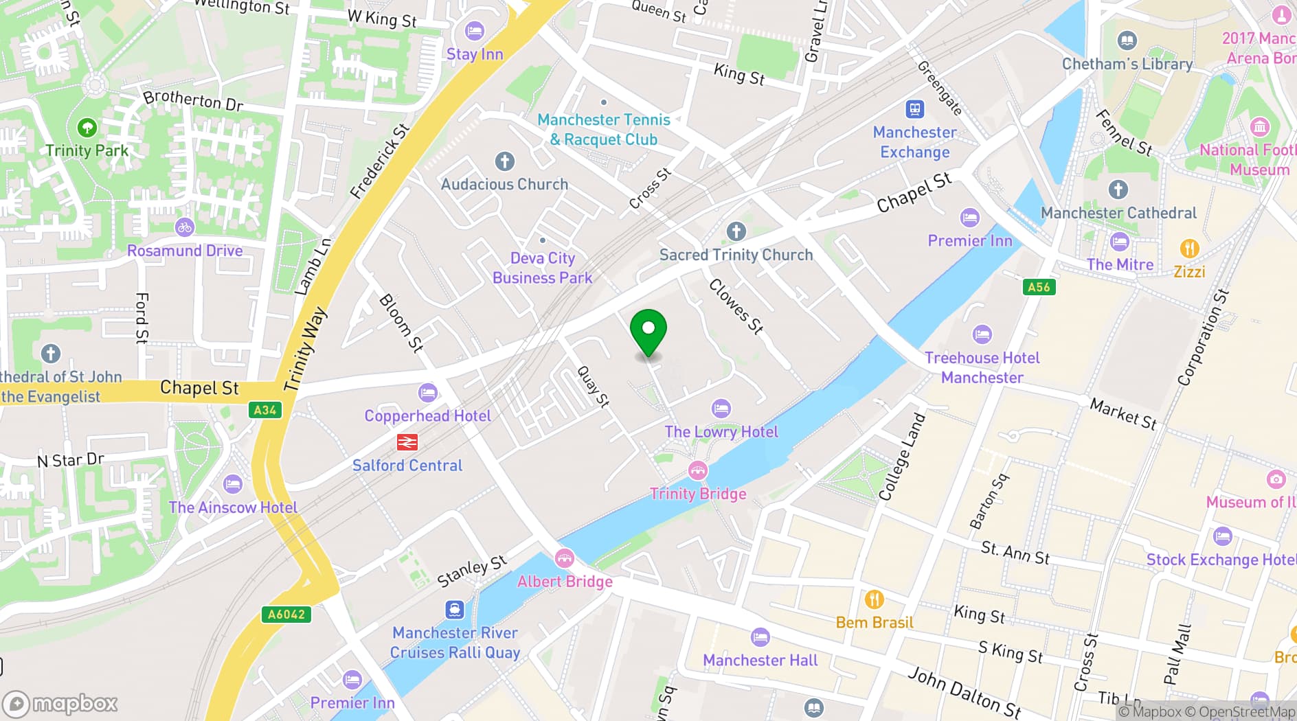 Map showing The Lowry Hotel