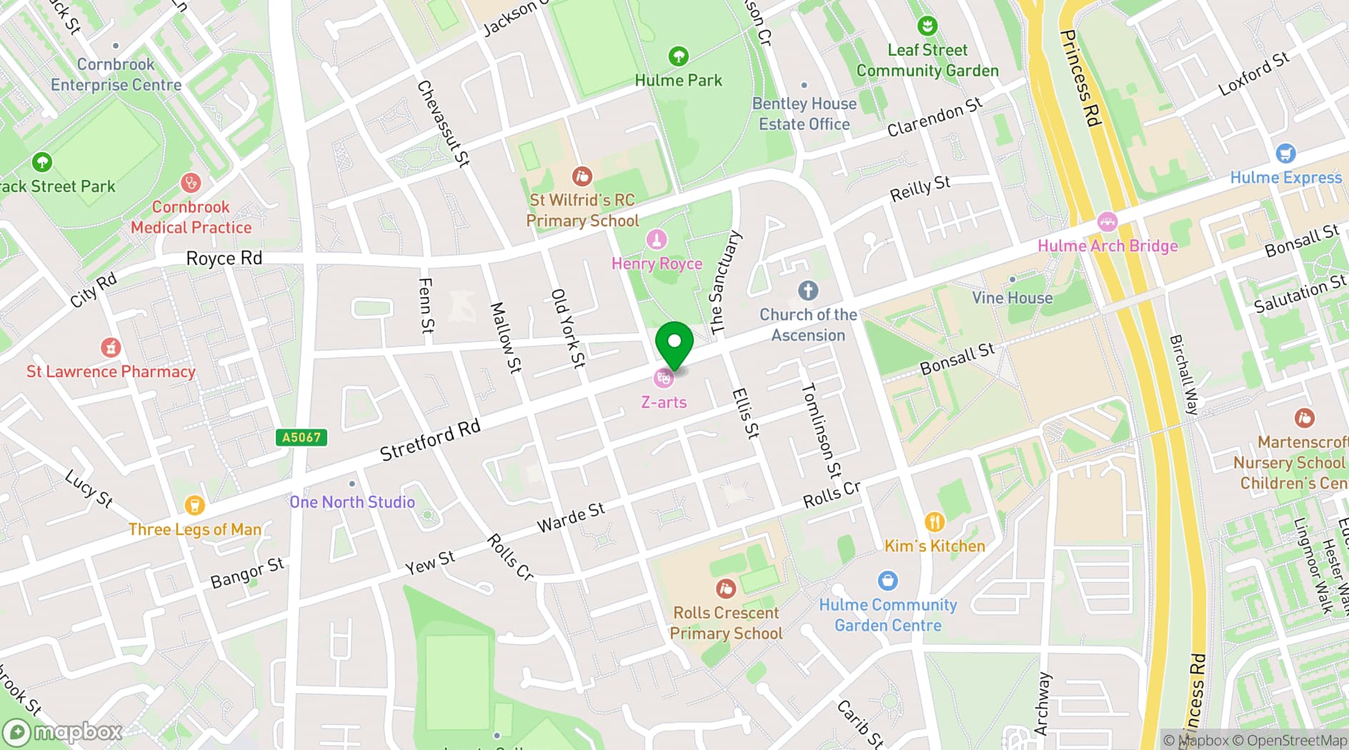 Map showing Z-arts