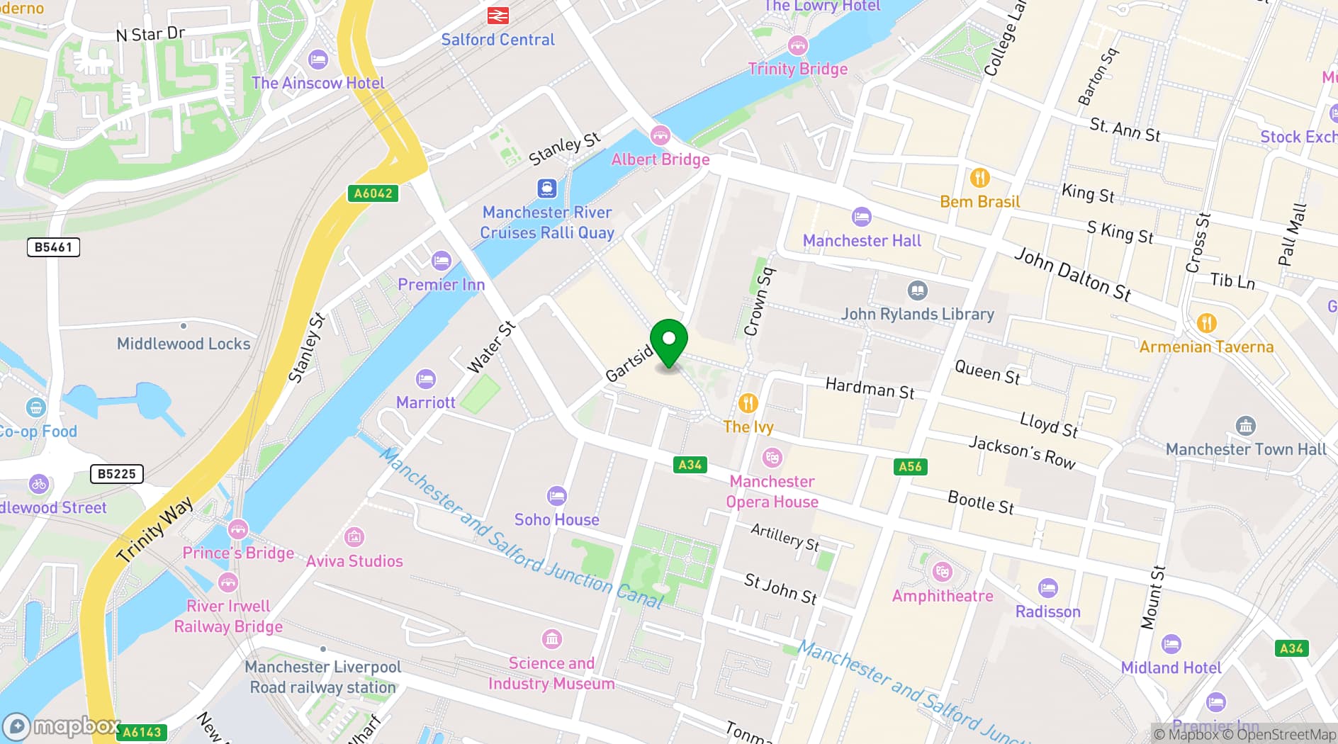 Map showing 3 Hardman Square