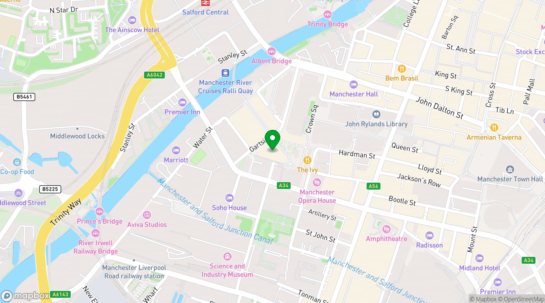 Map showing Manchester International Conference Centre