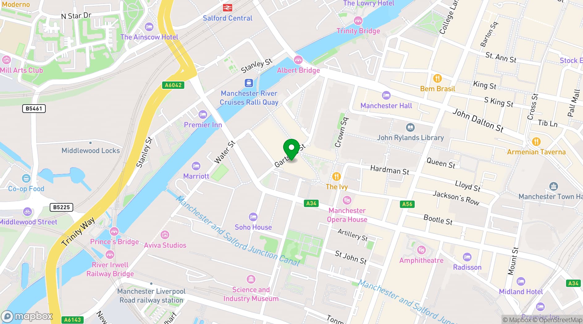 Map showing Tattu Manchester