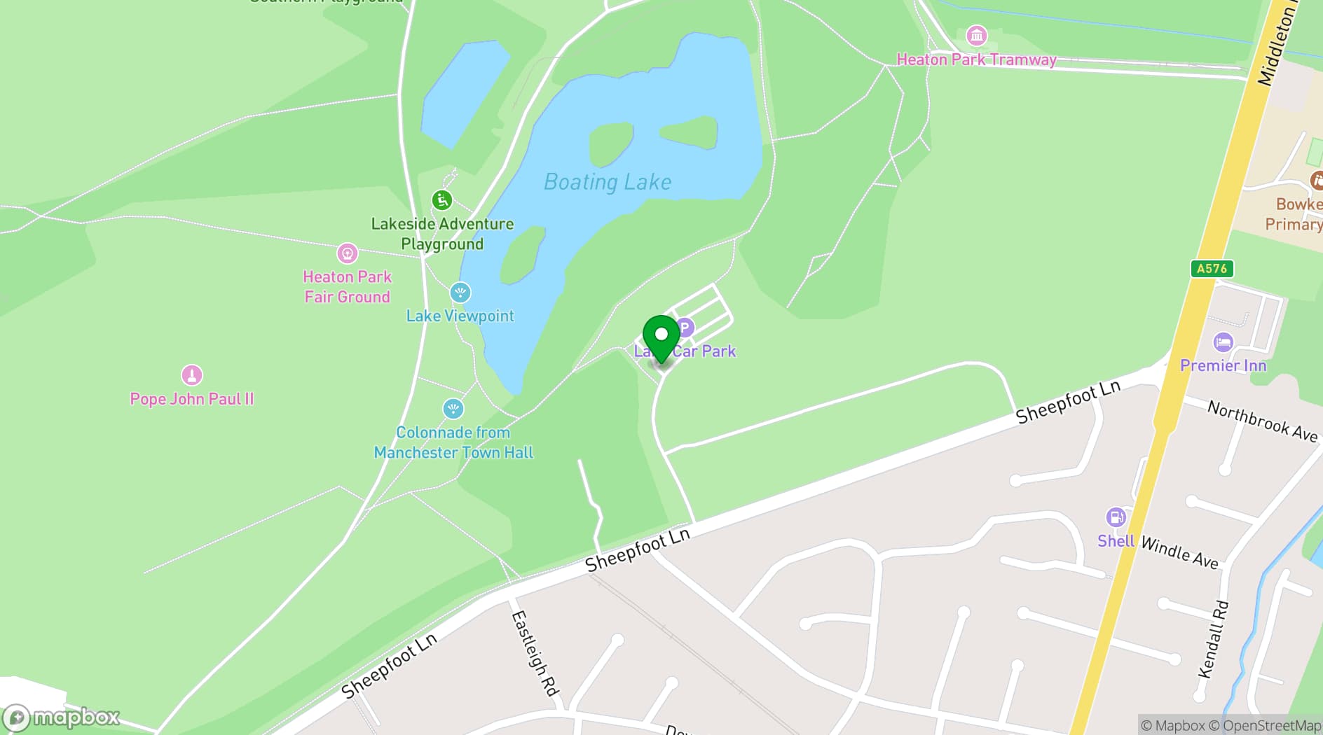 Map showing Heaton Park