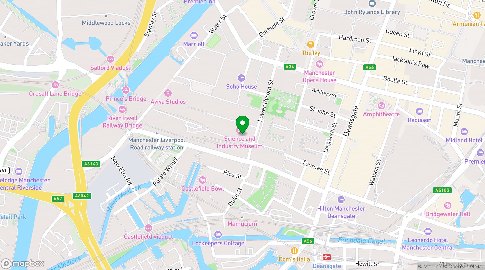 Map showing Science and Industry Museum
