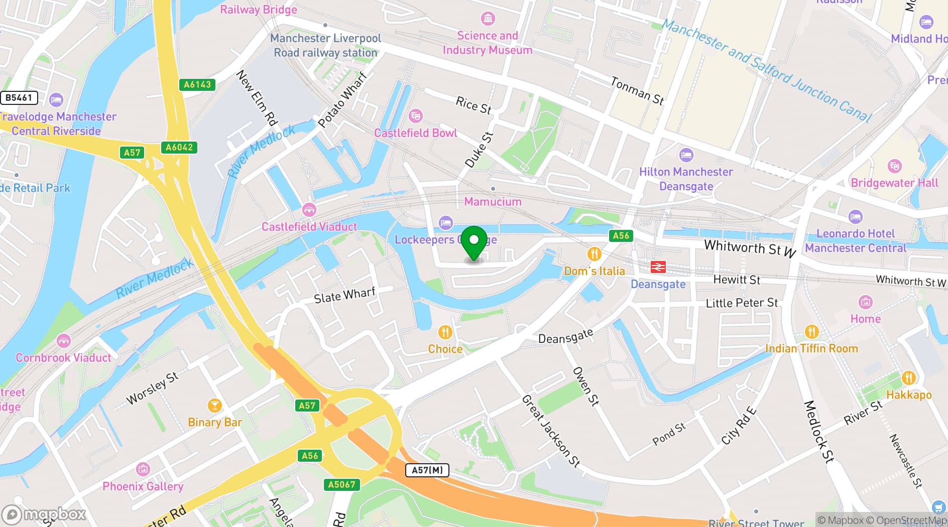 Map showing The Castlefield Rooms