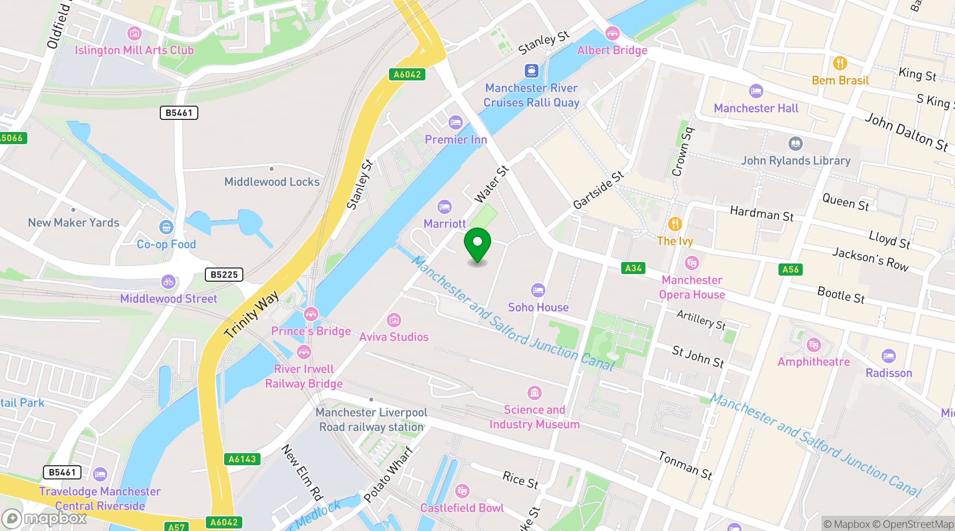 Map showing Pitch Golf Manchester