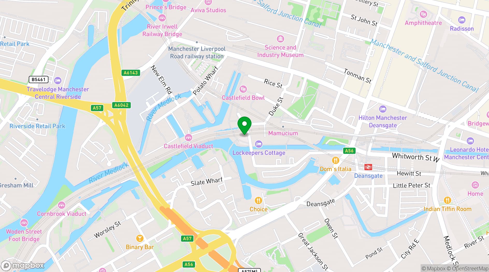 Map showing Drybarge