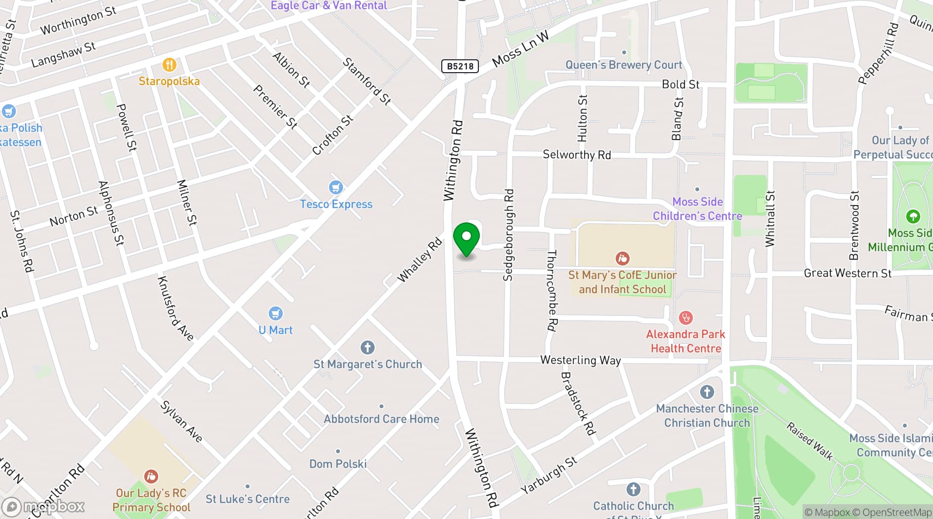 Map showing Whalley Range Methodist Church