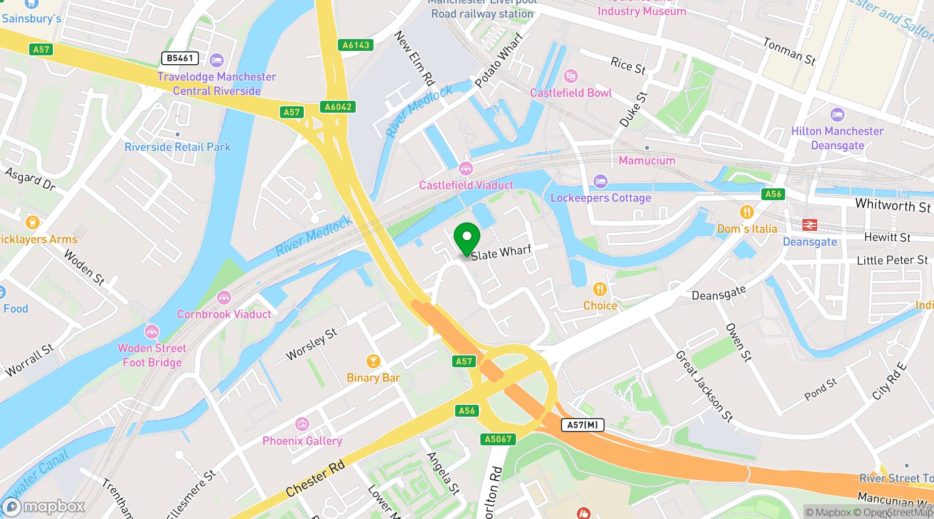 Map showing The Wharf