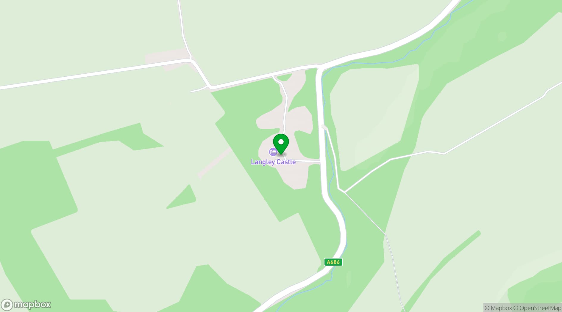 Map showing Langley Castle Hotel