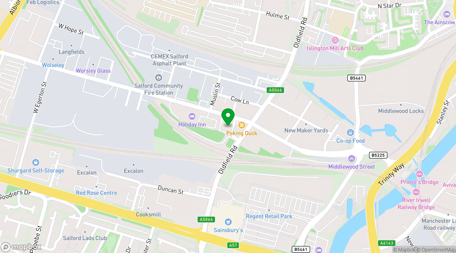 Map showing Victory Outreach Manchester