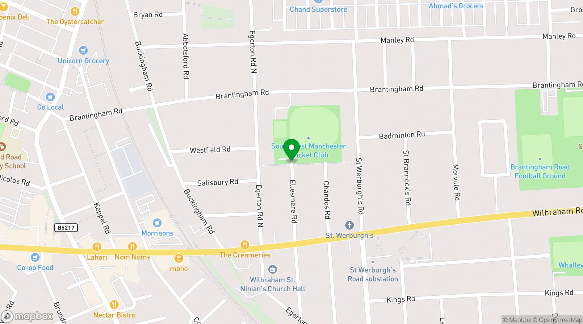 Map showing South West Manchester Cricket Club