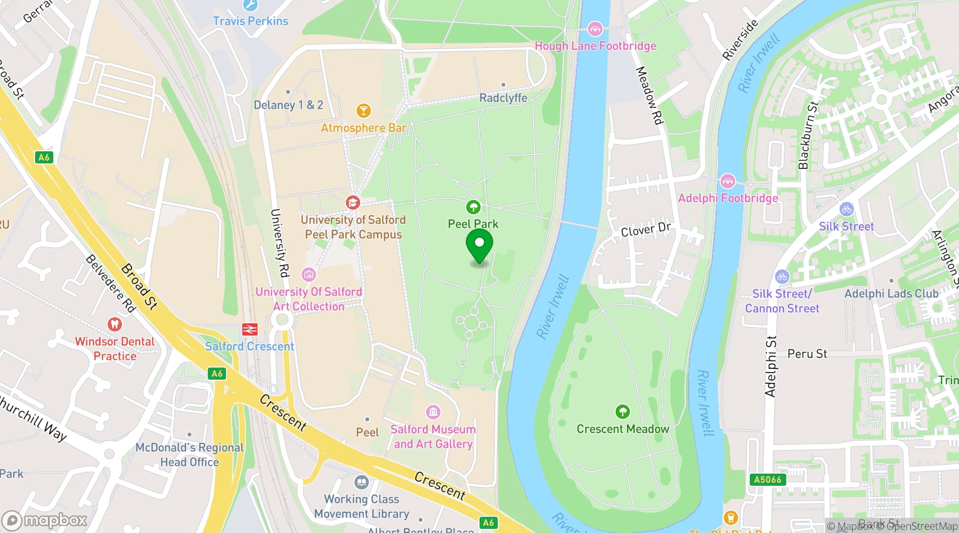 Map showing Peel Park