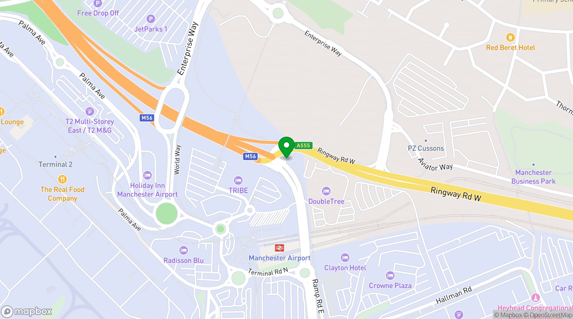 Map showing Hilton, Manchester Airport