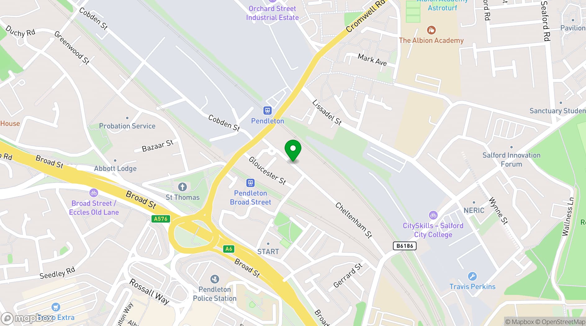 Map showing Abstract Studios Manchester