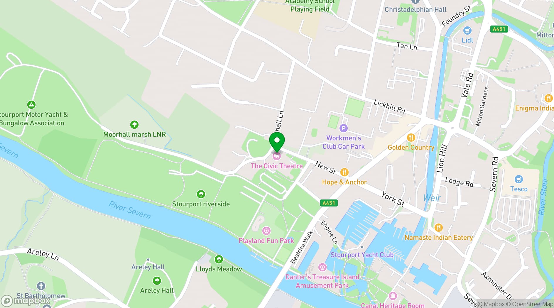 Map showing The Civic, Stourport