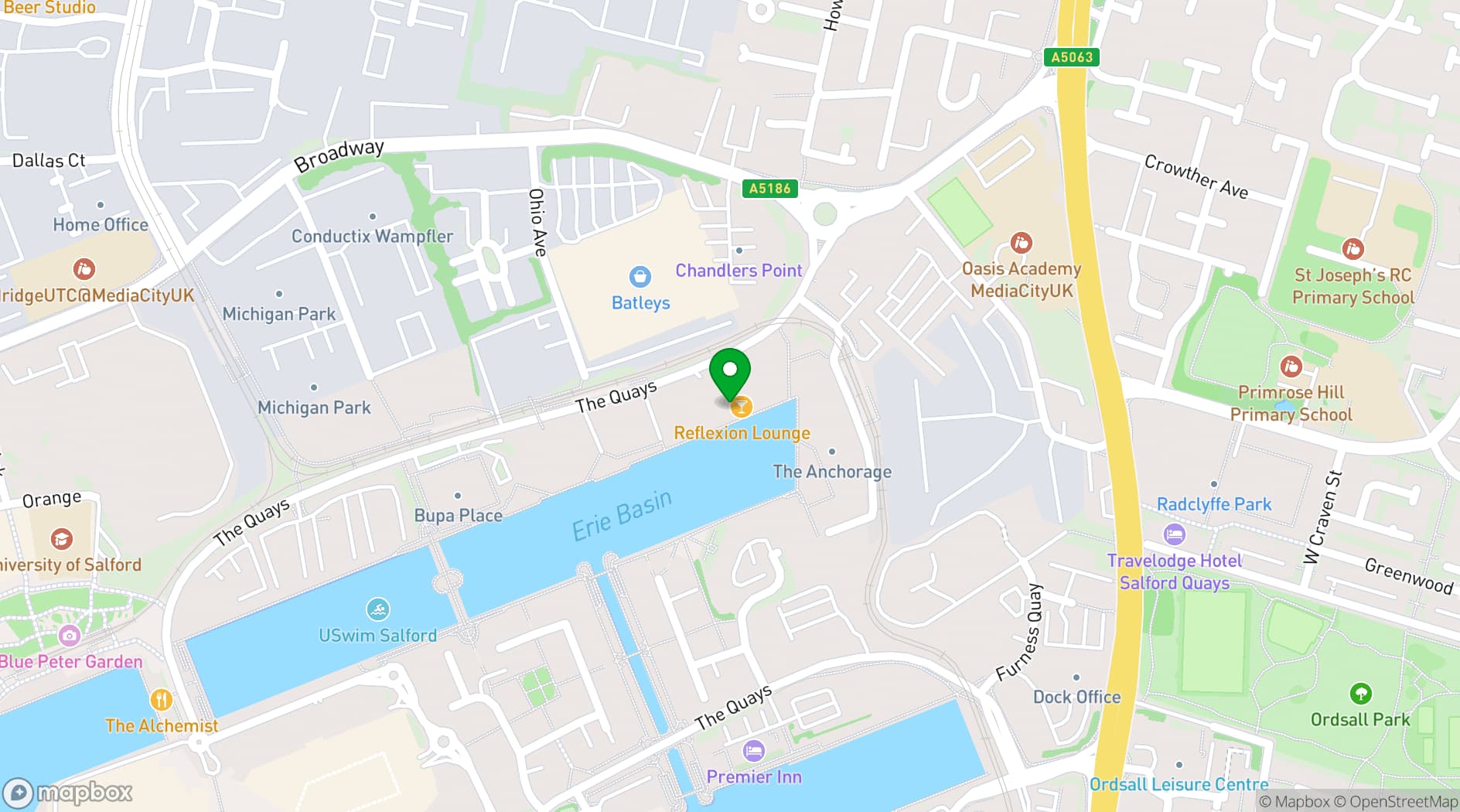 Map showing Reflexion Lounge