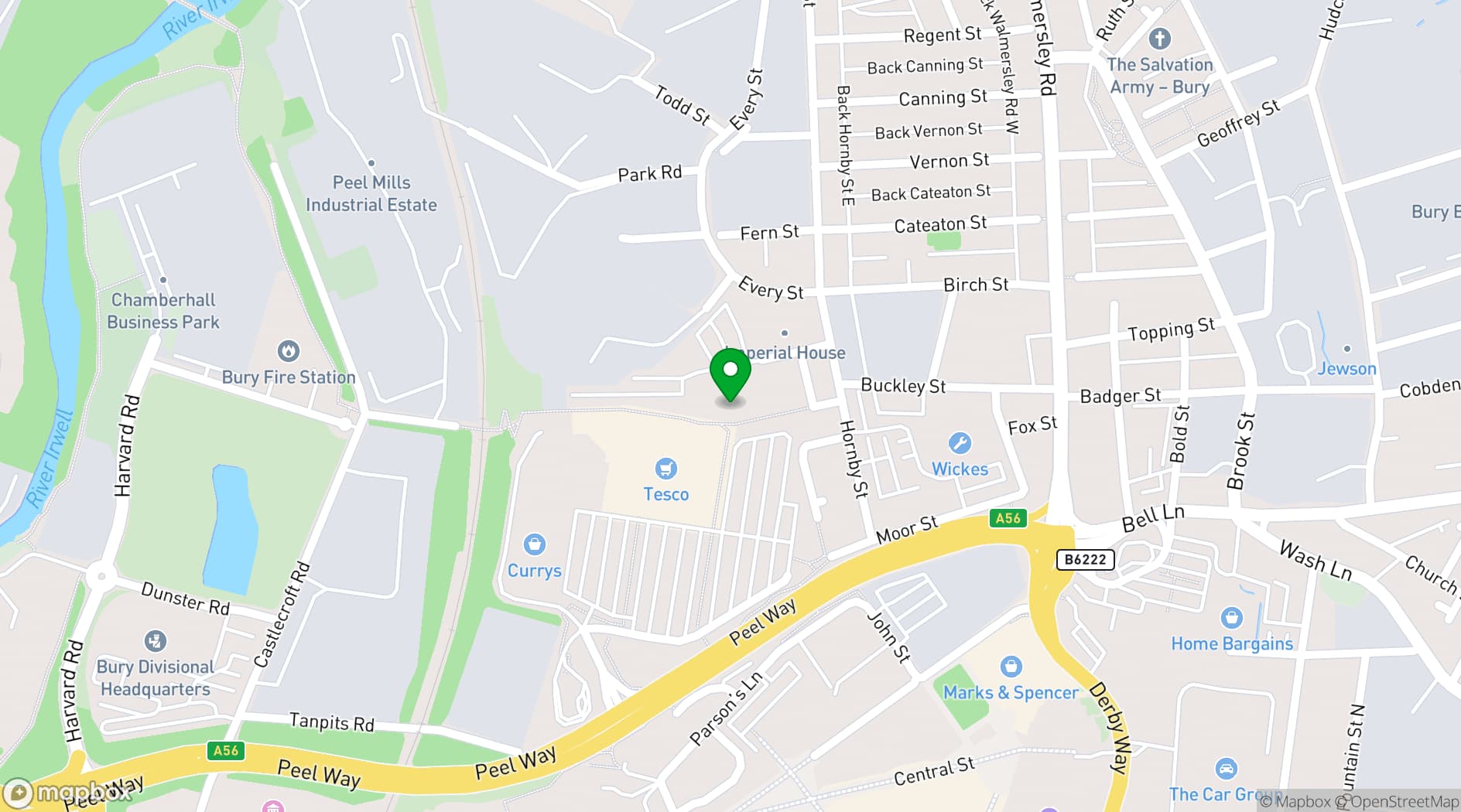 Map showing Bury Businesslodge