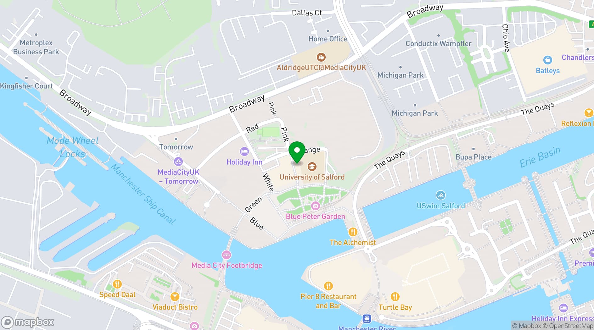 Map showing University of Salford at MediaCity