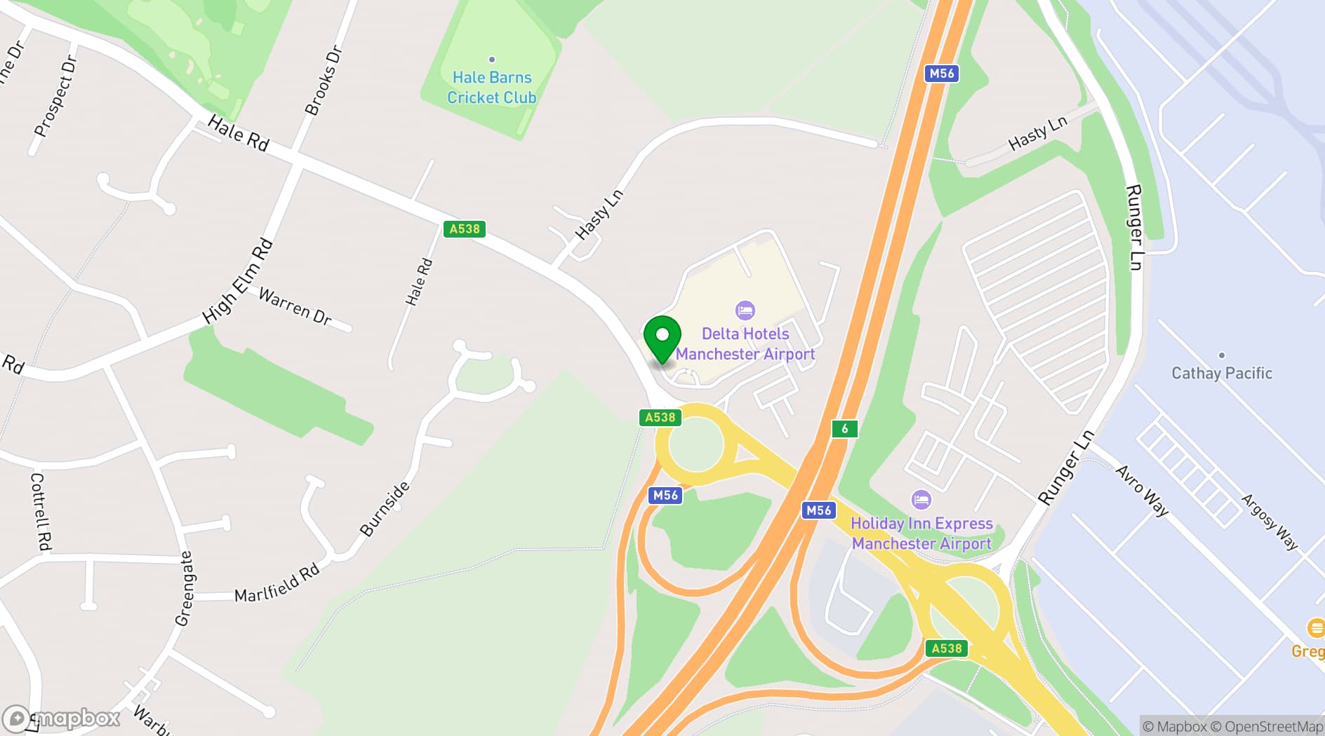 Map showing Brasserie Blanc Hale Barns