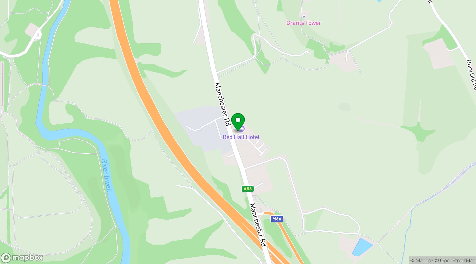 Map showing Red Hall Hotel