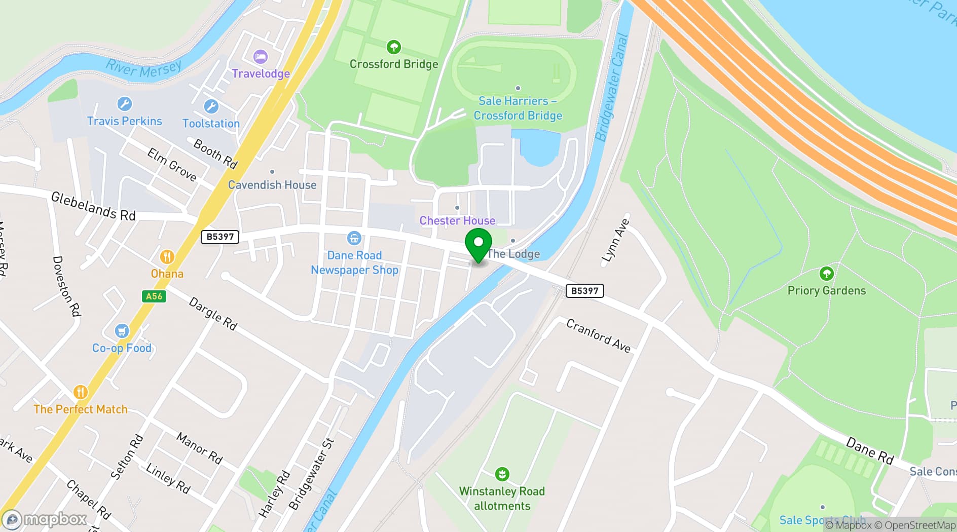 Map showing The Bridge Inn