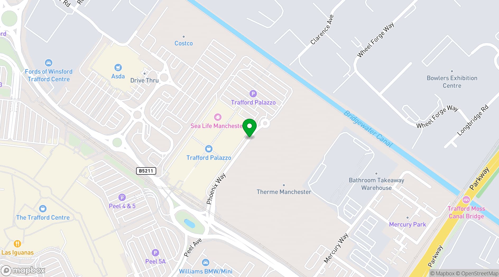 Map showing King Pins, Trafford Palazzo Manchester