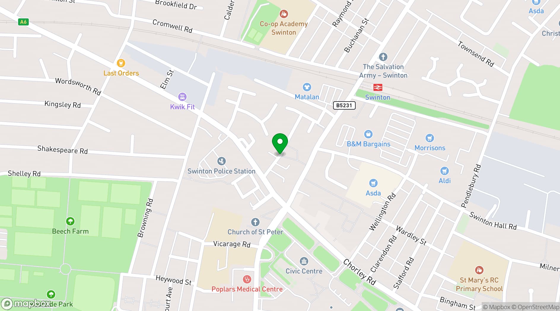 Map showing Wesley House, Salford, Manchester