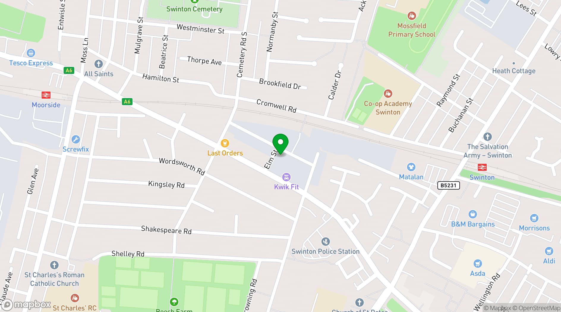 Map showing Elm Studios