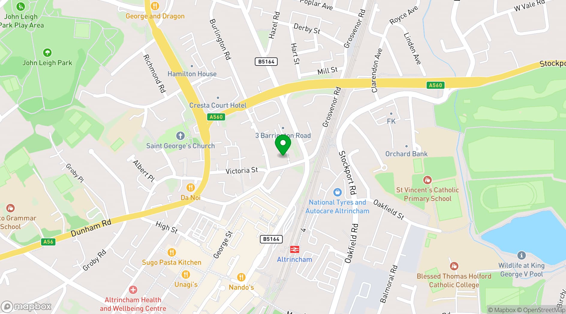 Map showing Regus - Altrincham, 249 North