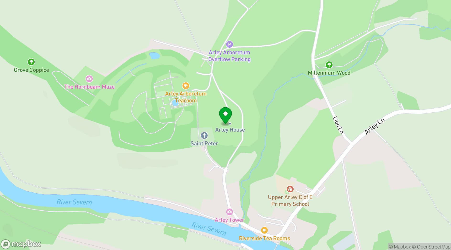 Map showing Arley House