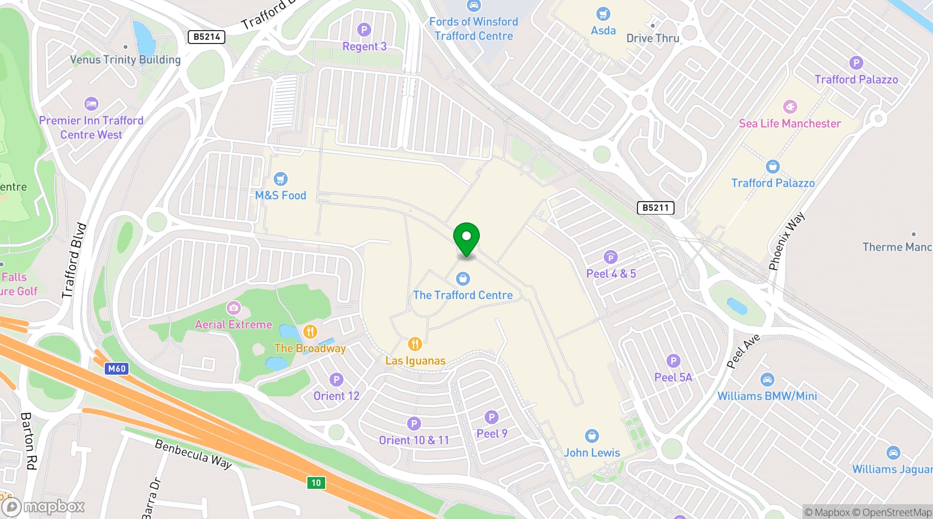 Map showing ODEON Trafford Centre