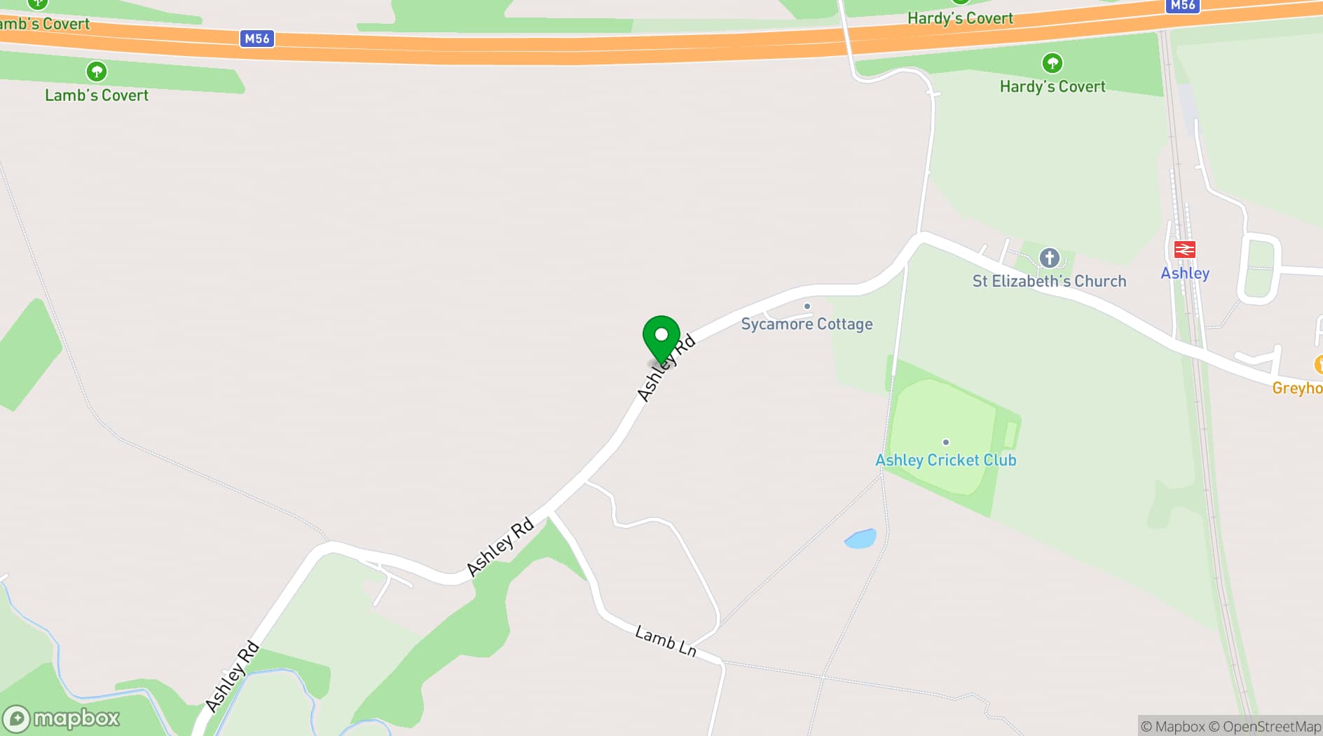 Map showing Ashley Showground