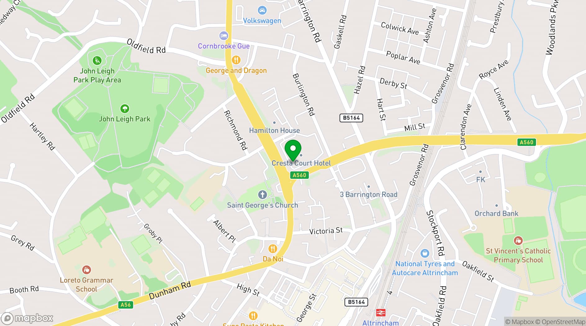Map showing Cresta Court Hotel