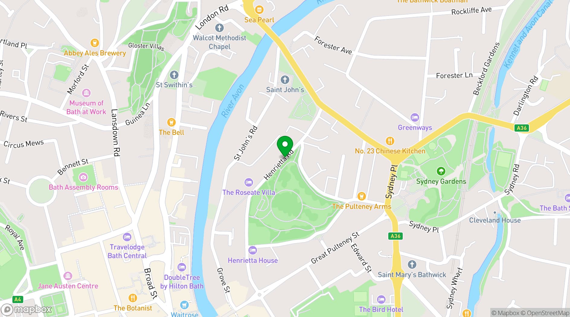 Map showing The Roseate Villa Bath