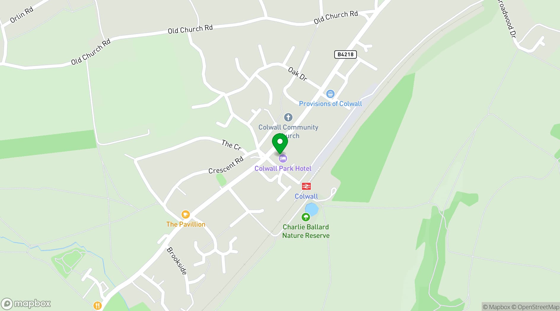 Map showing Colwall Park Hotel