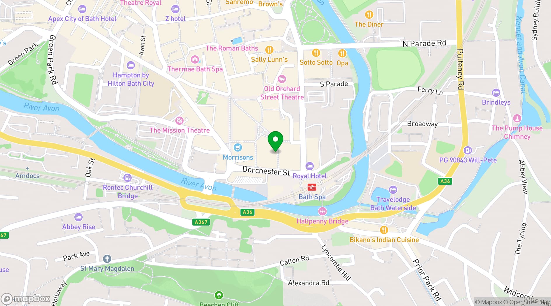 Map showing Tapas Revolution Bath