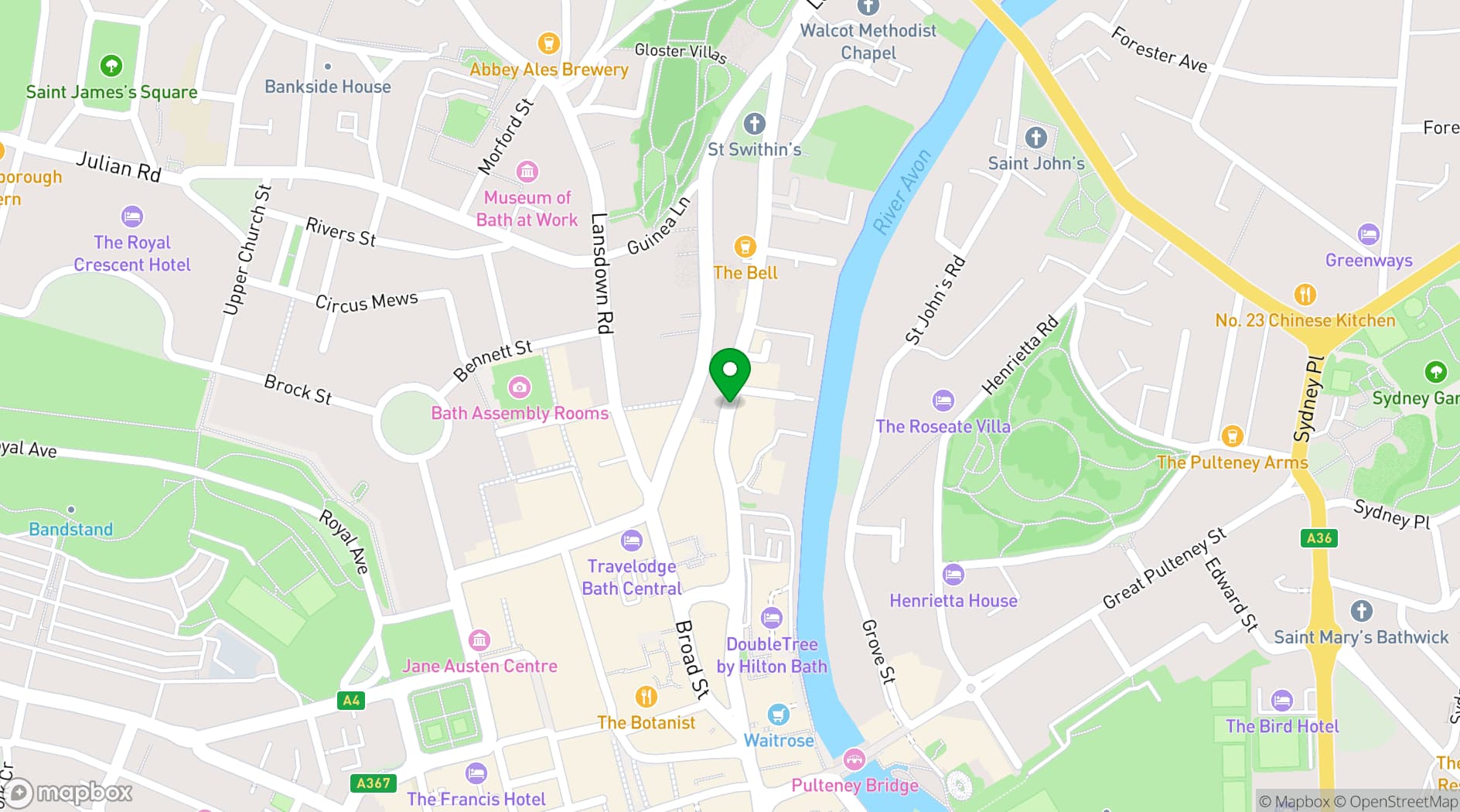 Map showing Hilton Bath City
